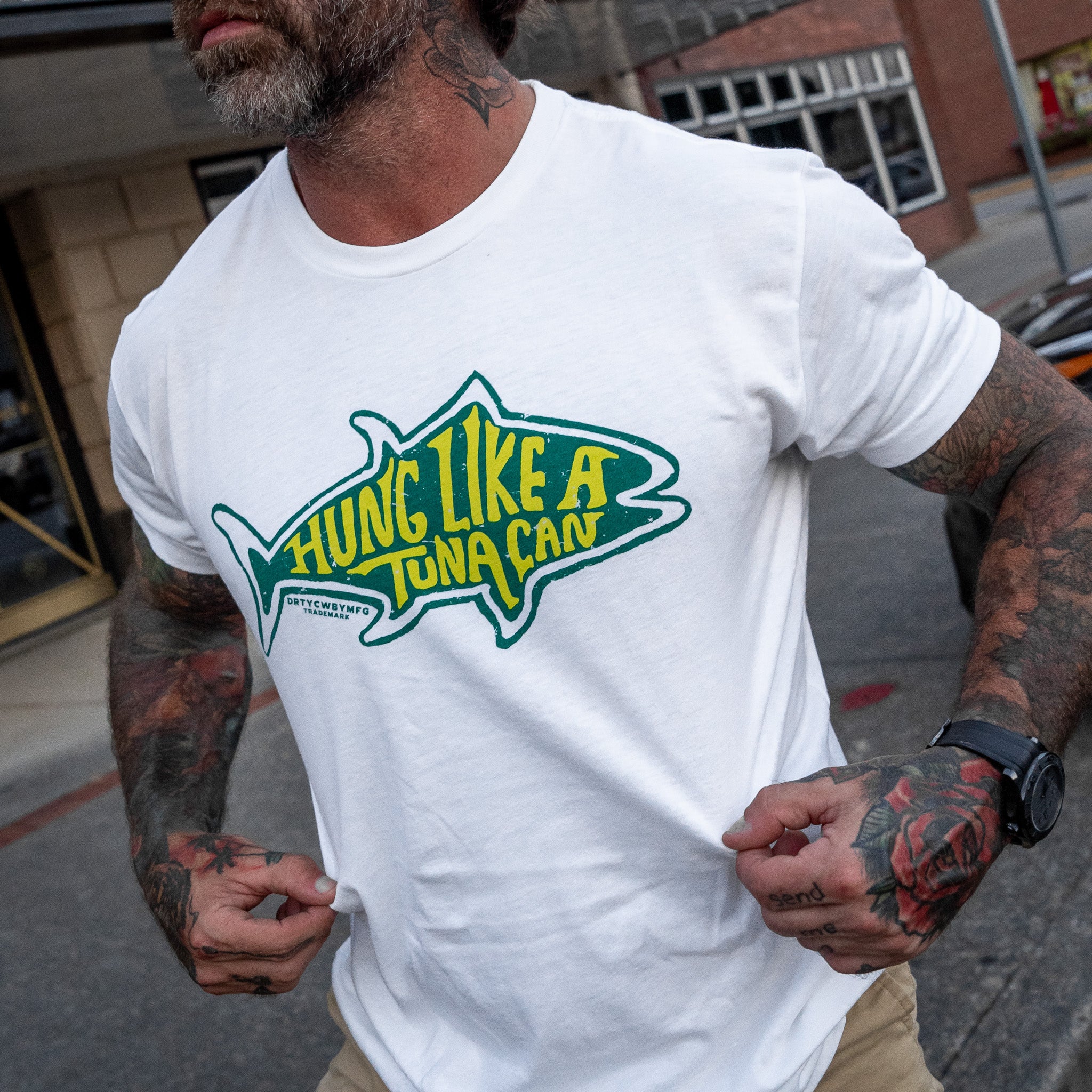 Hung Like A Tuna can Men's T-Shirt - DIRTY COWBOY MFG