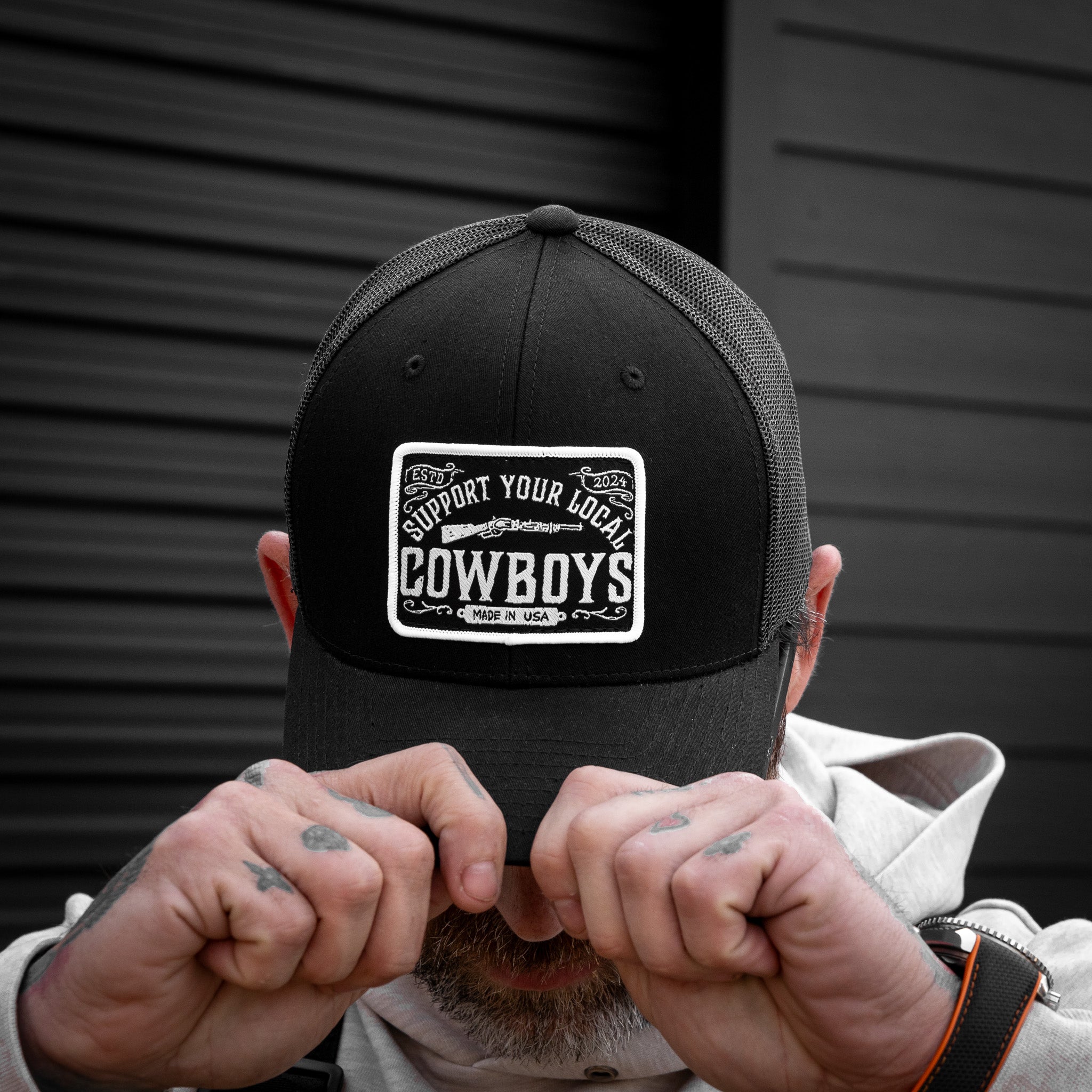 Support Local Cowboy's Patch Mesh Snapback Hat - DIRTY COWBOY MFG