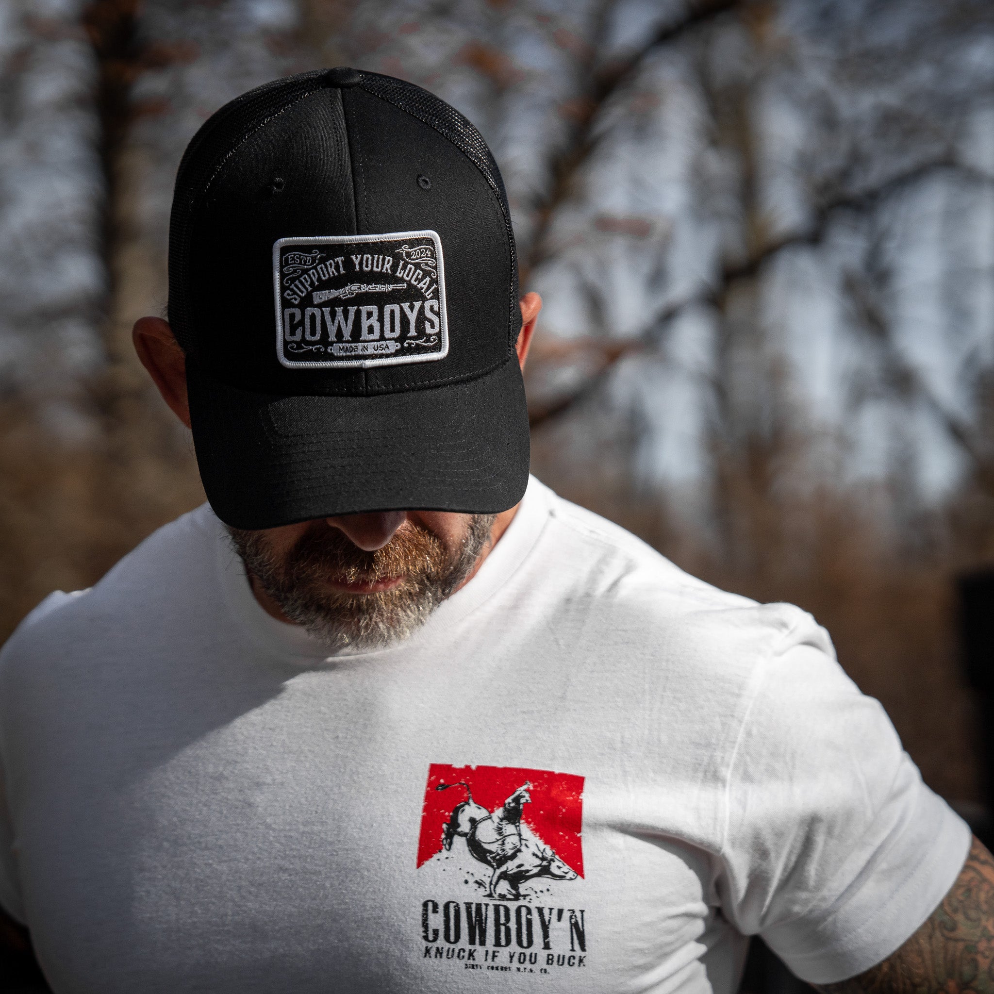 Support Local Cowboy's Patch Mesh Snapback Hat - DIRTY COWBOY MFG