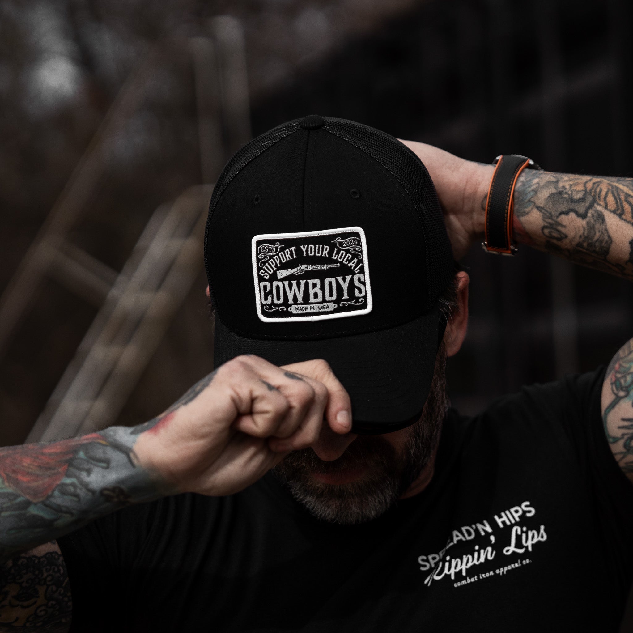 Support Local Cowboy's Patch Mesh Snapback Hat - DIRTY COWBOY MFG