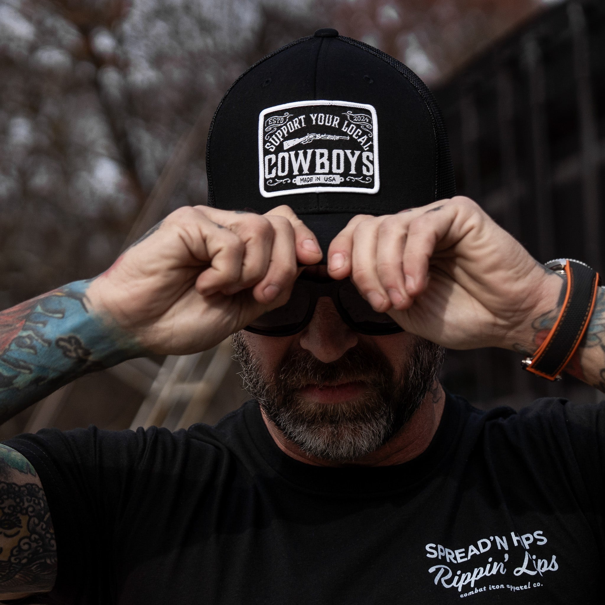 Support Local Cowboy's Patch Mesh Snapback Hat - DIRTY COWBOY MFG