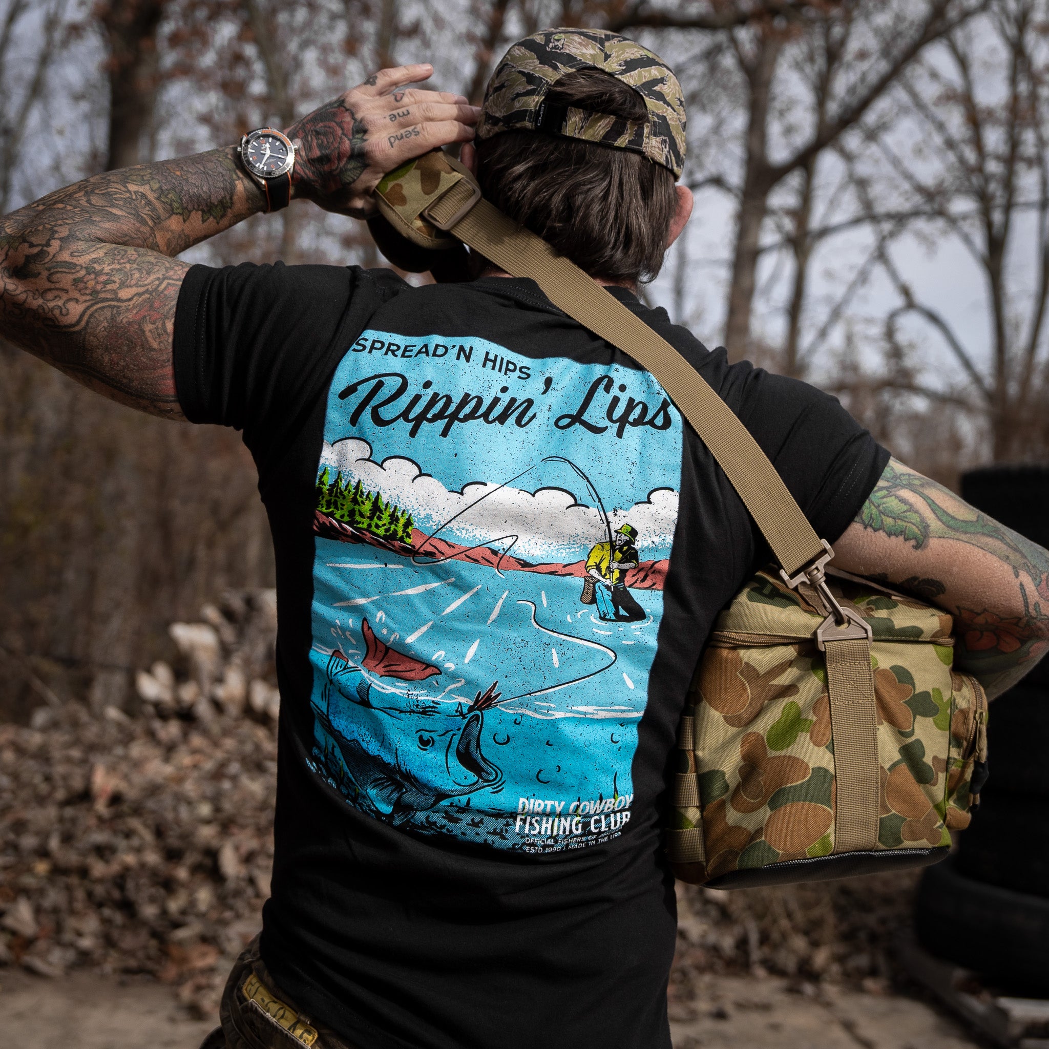 Spreadin' Hips & Rippin' Lips Fishing Club Men's T-Shirt - DIRTY COWBOY MFG