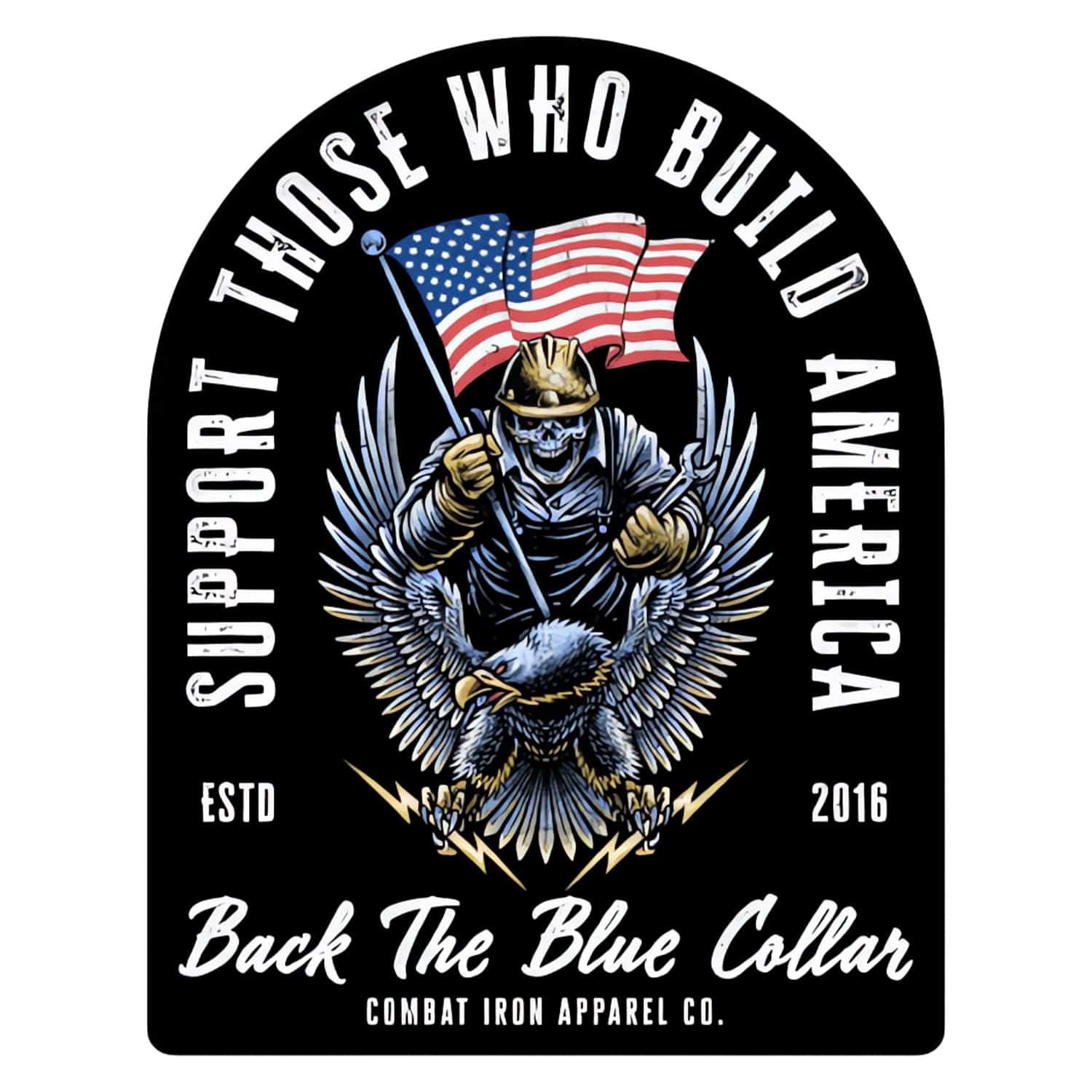 Support Those Who Build America- Back The Blue Collar Decal - DIRTY COWBOY MFG